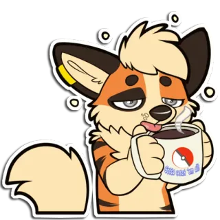 ☕️ Pokémon Gotta catch 'em all furry, coffee, tired, caffeine, pokemon, cup, anthropomorphic, dizzy telegram sticker