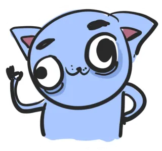👌 gato, adesivo, desenho animado, animal, azul, acenando, ok telegram sticker