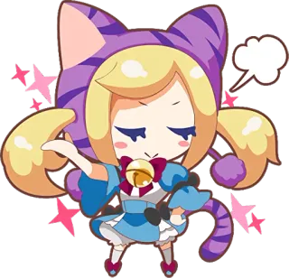 😌 gato, chica, chibi, kawaii, lindo, gatito, dibujos animados, anime whatsapp sticker