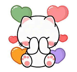 🙈 кот, сердечки, милый, каваи, наклейка, мультфильм, аниме whatsapp sticker