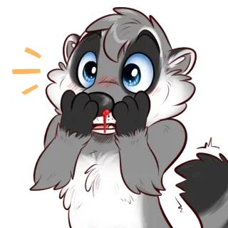 😵 mapache, dibujo animado, sangre, herido, lesionado telegram sticker