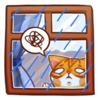 🌧 kat, regen, verdrietig, raam, sticker, schattig, binnen telegram sticker