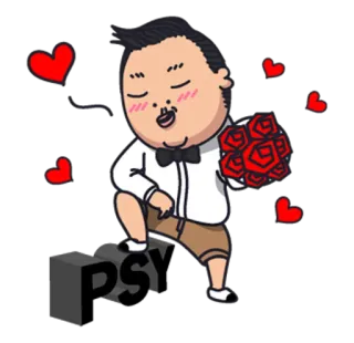 😍 PSY kpop, cantante, rosa, amor, corazones whatsapp sticker
