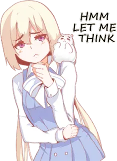 🤔 HMM LET ME THINK anime, girl, thinking, hamster, cute telegram sticker