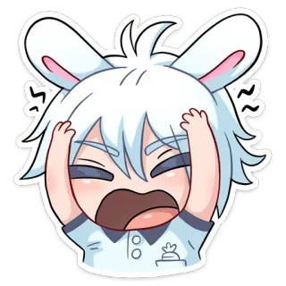😩 lapin, dessin animé, anime, mignon, autocollant, émotionnel, frustré, pleurs telegram sticker