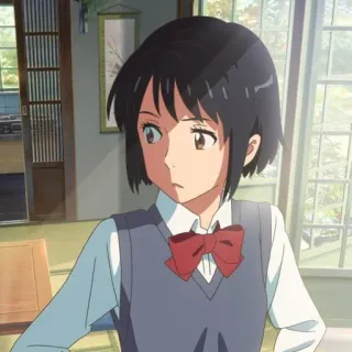 🍣 Mitsuha Miyamizu Your Name Anime, Mitsuha Miyamizu, Your Name, lycéenne telegram sticker