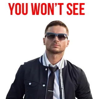 😎 YOU WON'T SEE uomo, occhiali da sole, cravatta, giacca, ritratto, non vedrai telegram sticker