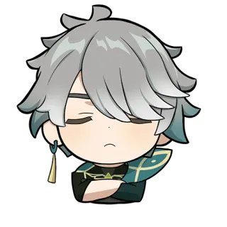 💚 Alhaitham Genshin Impact alhaitham, genshin impact, anime, chibi, game character, sticker telegram sticker