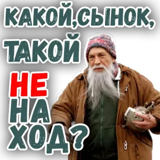😊 КАКОЙ, СЫНОК, ТАКОЙ НЕ НА ХОД? 러시아어, 남자, 수염, 스티커 telegram sticker