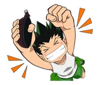 😄 Gon Freecss Hunter x Hunter anime, hunter x hunter, gon freecss, celebration, happy, cartoon telegram sticker