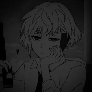 🎵 Anime, Monochroom, Jongen, Cartoon, Emotioneel, Manga telegram sticker