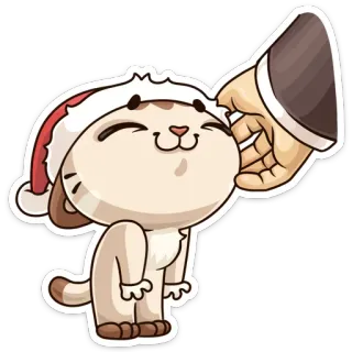 ☺️ gato, gatinho, fofo, natal, animal de estimação, animal, gorro de Papai Noel telegram sticker