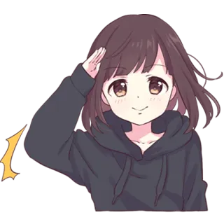 🆗 Anime, Fille, Sweat à capuche, Mignon, Dessin animé, Amical, Illustration telegram sticker