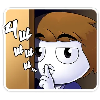 ⭐ 쉿, 조용, 침묵, 만화, 캐릭터, 손가락 whatsapp sticker