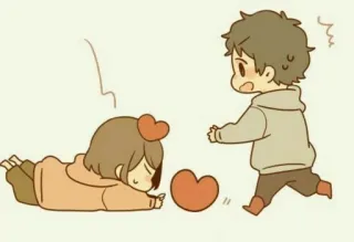 ❤️ amor, corazón, pareja, lindo, dibujos animados, romance, chibi telegram sticker