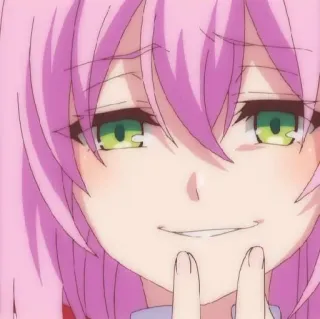 😏 アニメ, 女の子, ピンク髪, 笑顔, ニヤリ telegram sticker