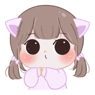 😗 schattig, kawaii, anime, cartoon, meisje, kattenoren, chibi telegram sticker