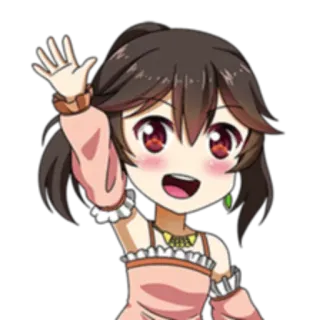 👋 Anime, Cartoon, Chibi, Süß, Mädchen, Winkend whatsapp sticker