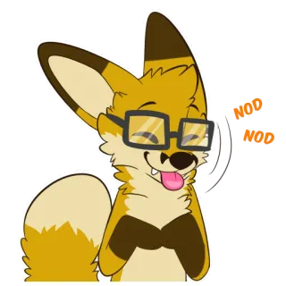 😄 fox, glasses, animal, cartoon, cute, furry telegram sticker