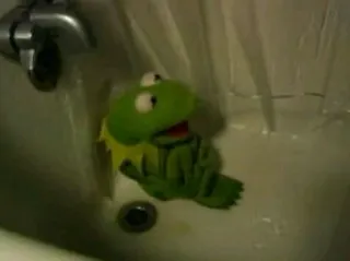 🐸 Kermit Kermit la rana, marionetta, doccia, dito medio, offensivo telegram sticker