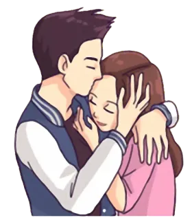 💏 cartoon, couple, love, hug, emotions, relationship telegram sticker