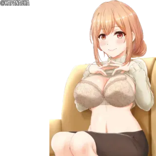 ☺️ Anime, Wanita, Gadis, Duduk, Kursi, Ilustrasi telegram sticker