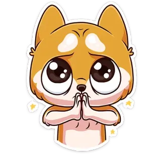 🙏 cucciolo, cane, carino, supplicante, kawaii, anime, implorante whatsapp sticker