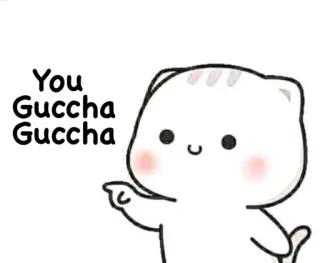 🤣 You Guccha Guccha gato, fofo, kawaii, saudação, adorável, desenho animado telegram sticker
