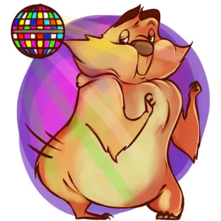 💃 dessin animé, animal, danse, boule disco, drôle telegram sticker