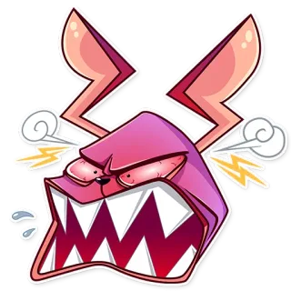 😡 angry, cartoon, red, monster, expression, rage whatsapp sticker