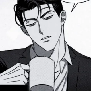 🩸 man, coffee, suit, anime, manga telegram sticker