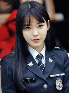 🏅 IU chanteur coréen, actrice, uniforme, uniforme de police, célébrité, k-pop telegram sticker
