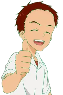 👍 Polegar para cima, Anime, Desenho animado, Positivo, Menino telegram sticker