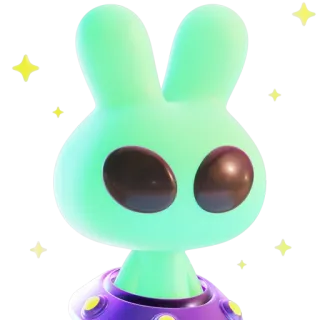 👽 Alien, Conejo, Dibujos animados, Espacio, Personaje, Lindo telegram sticker