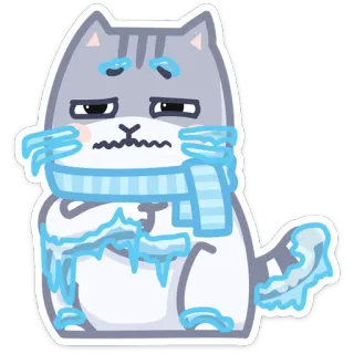 🥶 gato, inverno, frio, congelado, gelo, cachecol, triste whatsapp sticker