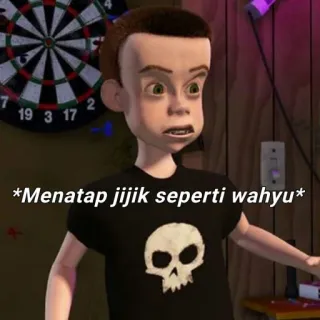 😵 Sid Phillips Toy Story *Menatap jijik seperti wahyu* Sid, Toy Story, Disney, Pixar, Animation, Personnage, Dégoût, Crâne telegram sticker