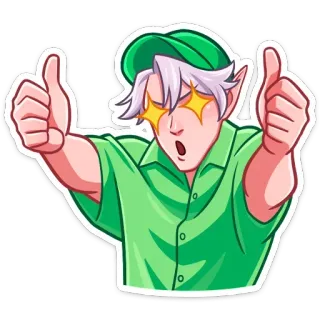 🤔 Эльф, Палец вверх, Позитив, Блестки, Мультфильм, Стикер telegram sticker