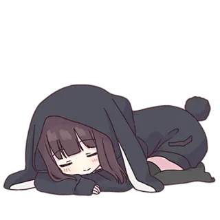😴 Anime, Mädchen, schlafend, Hase, Hoodie, Kawaii, Süß whatsapp sticker