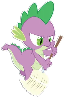 😠 Spike My Little Pony Spike, My Little Pony, cartoon, dragon, sweeping, cleaning telegram sticker