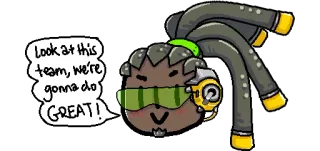 🐸 Lucio Overwatch Look at this team, we're gonna do GREAT! Лусио, Overwatch, Видеоигра, Персонаж, Оптимист whatsapp sticker