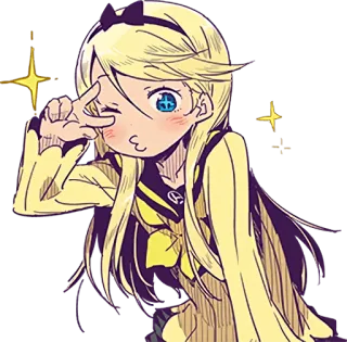 😘 Anime, Vredesteken, Glitter, Schattig, Meisje whatsapp sticker