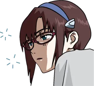 😞 Mari Illustrious Makinami Evangelion anime, character, mari illustrious makinami, evangelion, girl, glasses telegram sticker