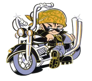 😎 Dessin animé, Moto, Motard, Personnage, Lunettes de soleil, Bandana whatsapp sticker