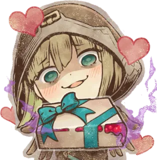 😈 anime, character, gift, hearts, hood telegram sticker