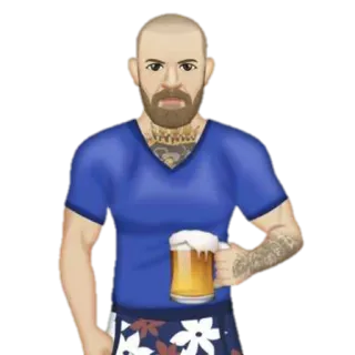 👑 мужчина, борода, пиво, алкоголь, тату, напиток, напиток whatsapp sticker