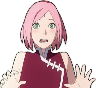 🤗 Sakura Naruto Аниме, Сакура, Наруто, Испуганный, В Шоке, Мультфильм telegram sticker