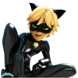 😼 Cat Noir Miraculous: Tales of Ladybug & Cat Noir Кот Нуар, Леди Баг и Супер-Кот, Мультфильм, Аниме, Персонаж, Супергерой telegram sticker