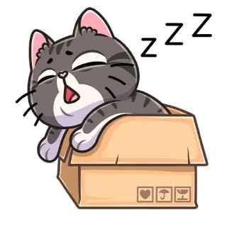 😴 ZZZ chat, dormir, boîte, animal, dessin animé, mignon, endormi whatsapp sticker