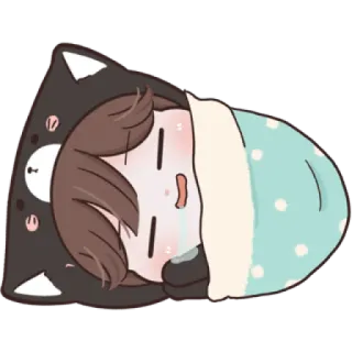 😼 Cartoon, Traurig, Weinend, Kawaii, Müde, Decke, Anime telegram sticker