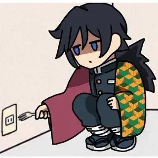 😔 Giyu Tomioka Demon Slayer anime, demon slayer, giyu tomioka, electrical safety, cartoon, manga telegram sticker